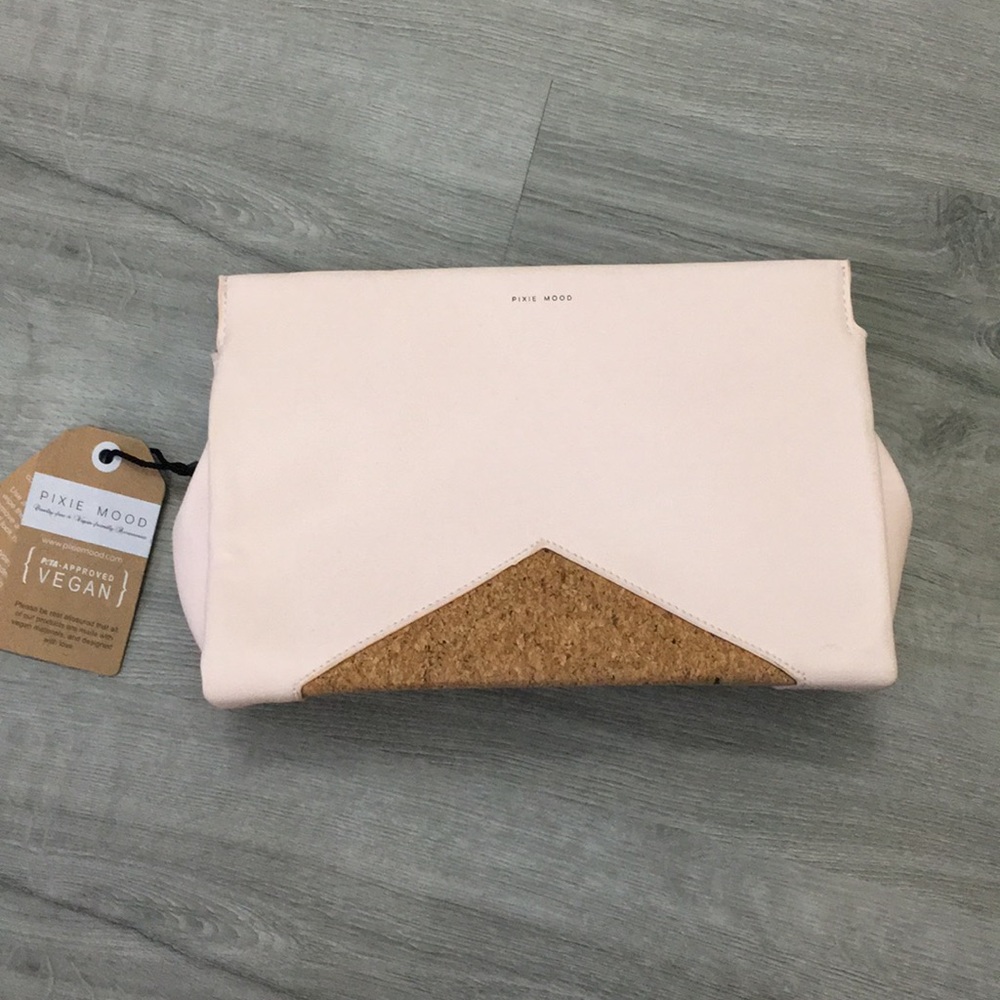 Blush Pink Vegan Clutch with cork bottom